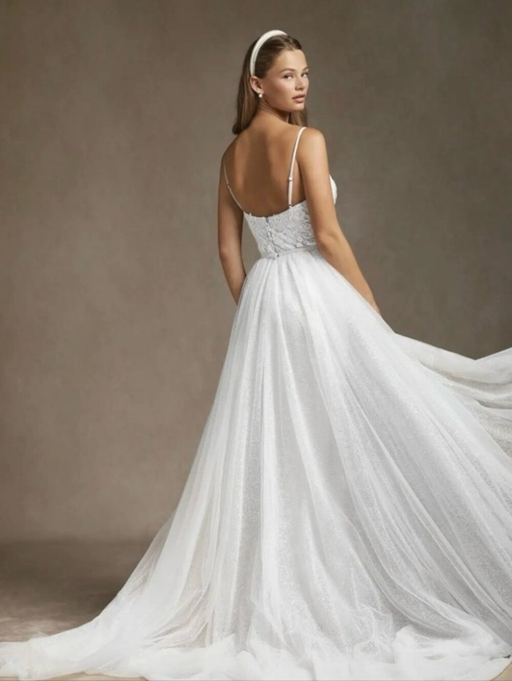 Azazie Diamond White/Champagne Floral Embroidered Wedding Dress - Picture 12 of 13